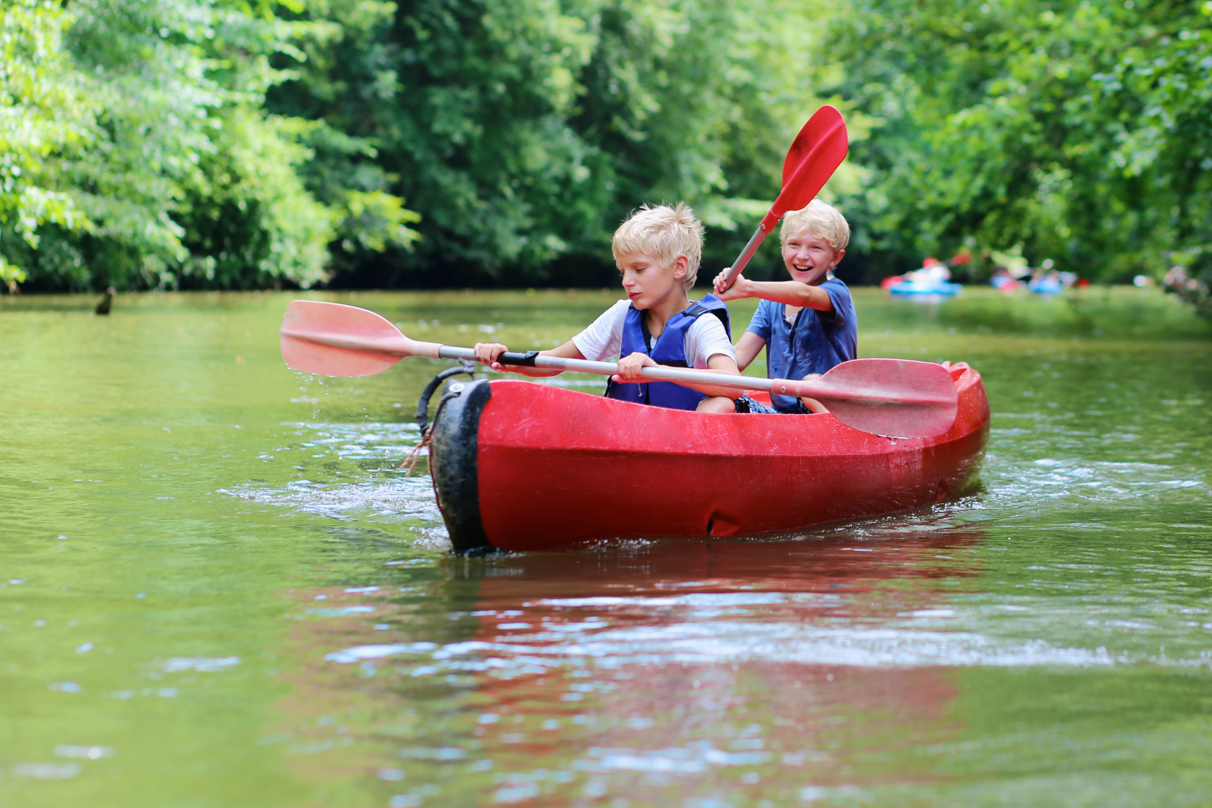 kids kayaking the river in Calhoun County alabama